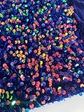 Iridescent Sequin Velvet Fabric Soft Stretchy Cloth with Glittering Sequins Perfect for Dressmaking Costumes Upholstery and Christmas Decor 1 Yard of Spandex Fabric (Iridiscent Blue Multicolor)