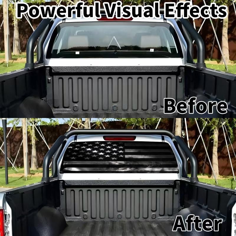 Image of Back Window Decals for Trucks - 65x17.3 in American Flag Window Decal Rear Window Decals for Truck Decor, Creative Truck Rear Window Decal for Personalized Decoration - AFD-12-S