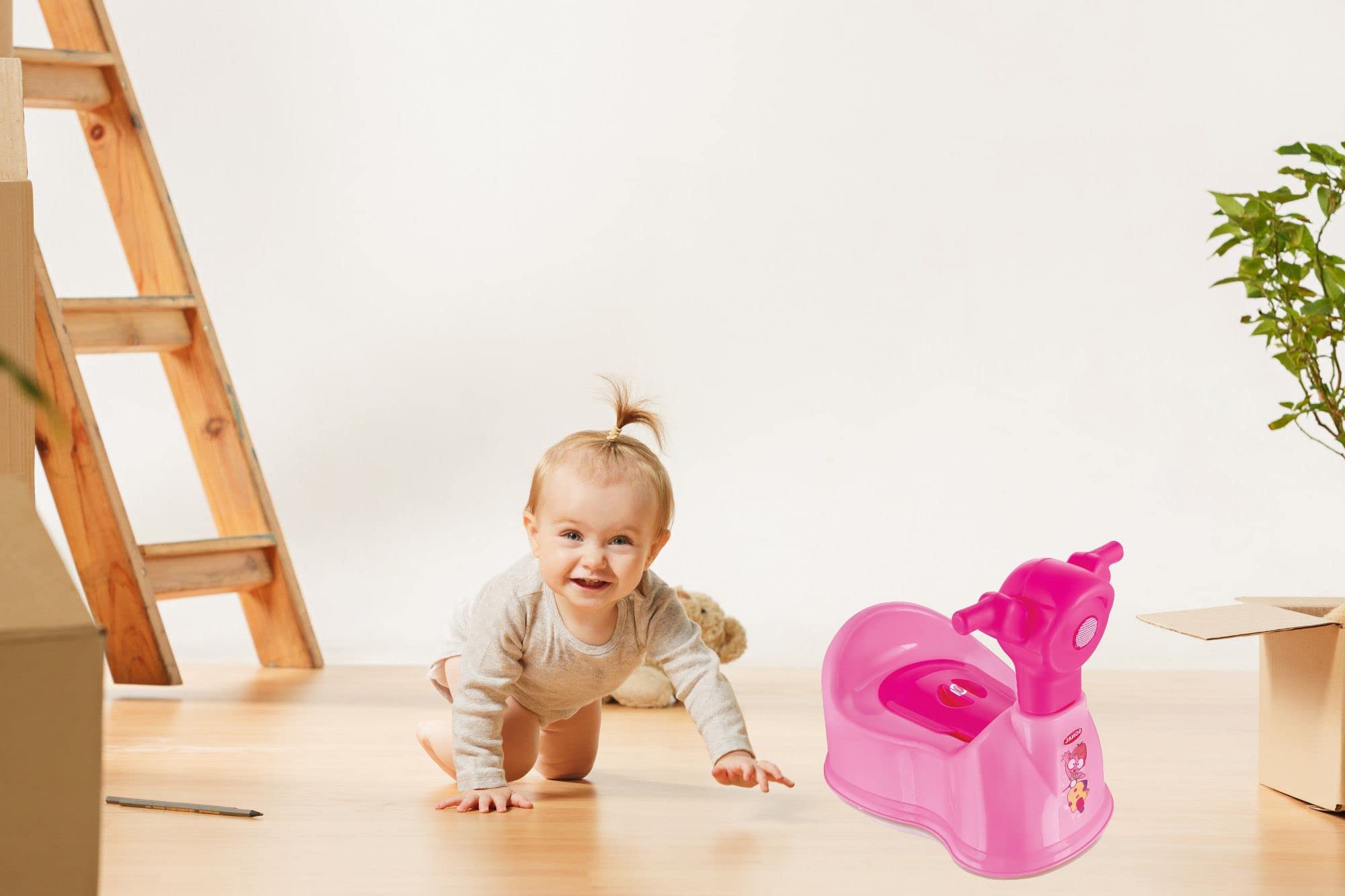 aaKaR Sonal - Baby Scooty - Baby Toilet Trainer Potty Seat with Removable Tray, Lid Cover (Pink) (Pink), Plastic 1