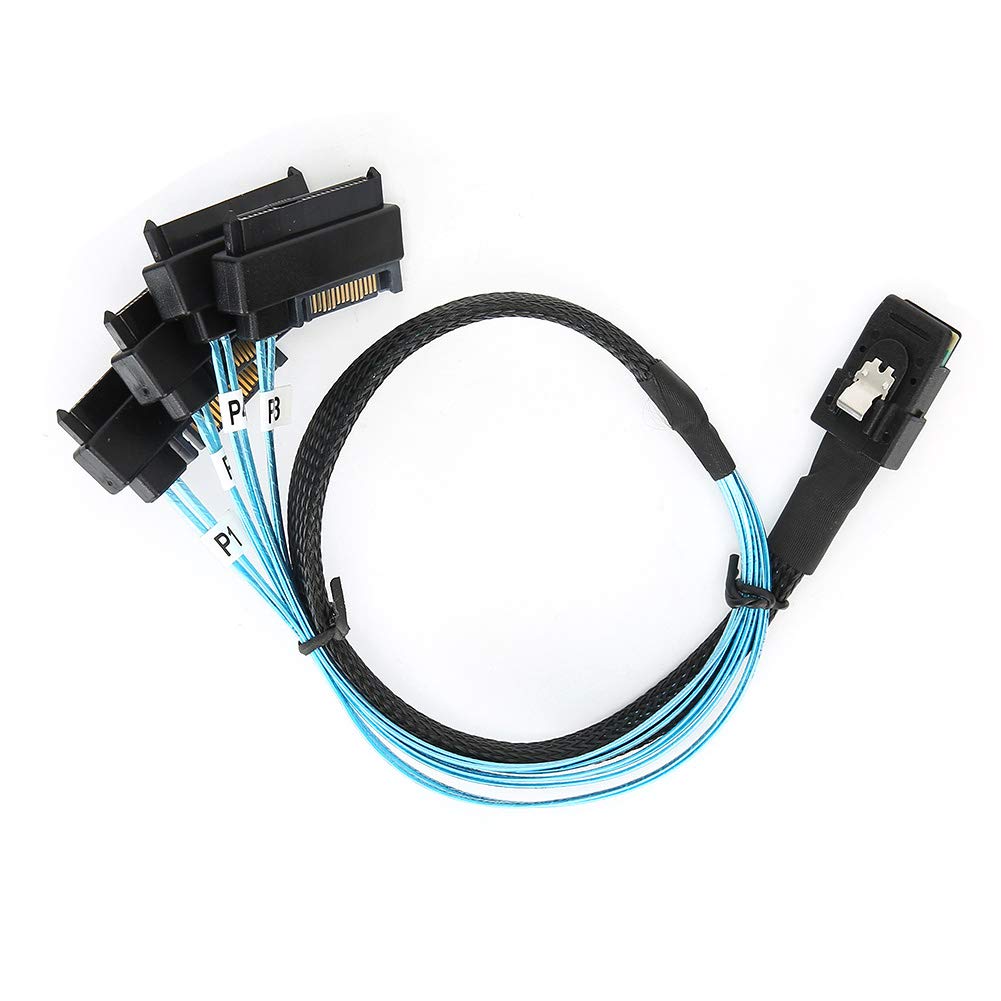 12GB Mini SAS HD SFF-8643 to SATA 7 Pin Sideband Cable - 0.5m