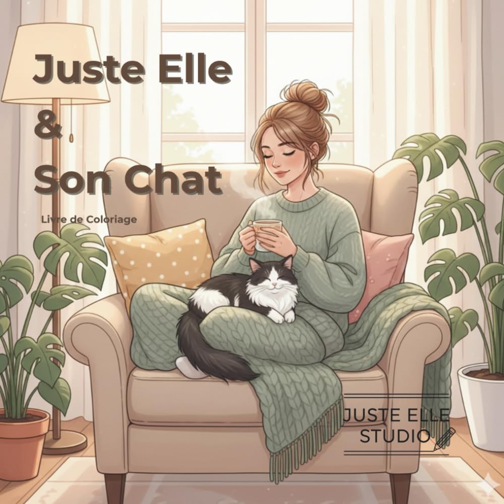 Juste Elle & Son Chat: Coloriage