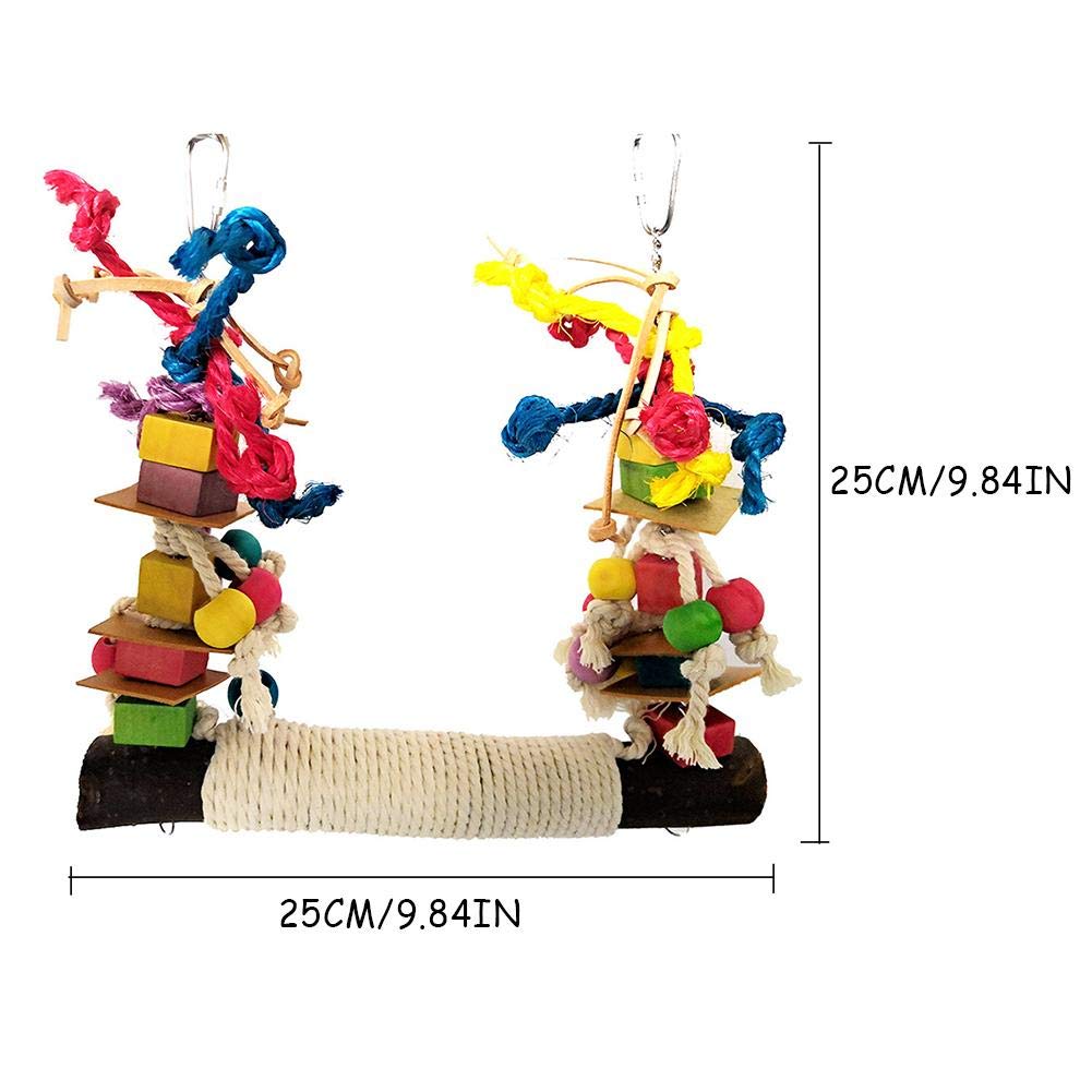 Liudan Pet Bird Parrot Kau Spielzeug Bird Barch Leder Bunte Holz Baustein Baumwolle Seil Große Conure Swing for Haustier Vögel