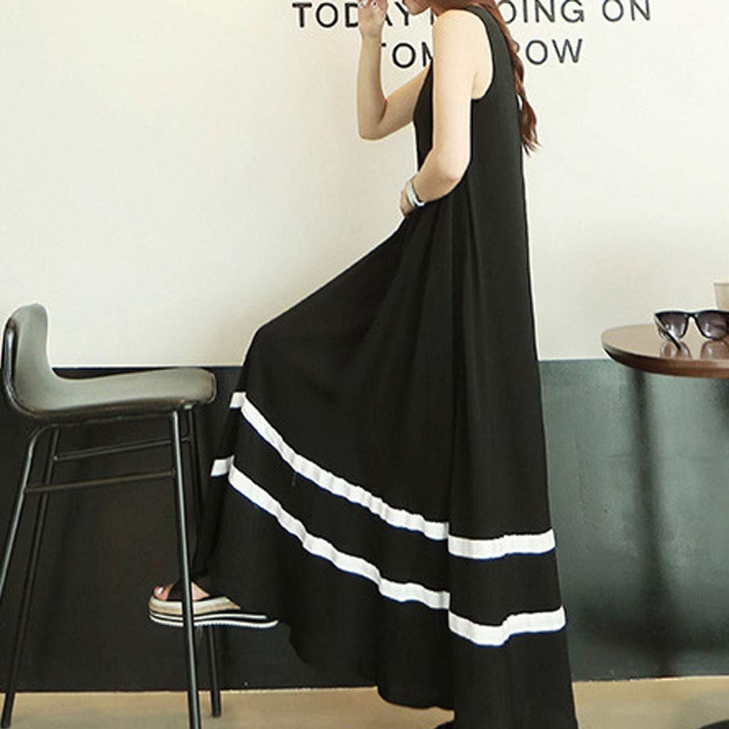 Robe Longue Plus La Taille De Mode Lâche Loisirs D'été Maxi Robe Col Rond sans Manches Robes Décontractées pour Femmes De Maternité Oversize