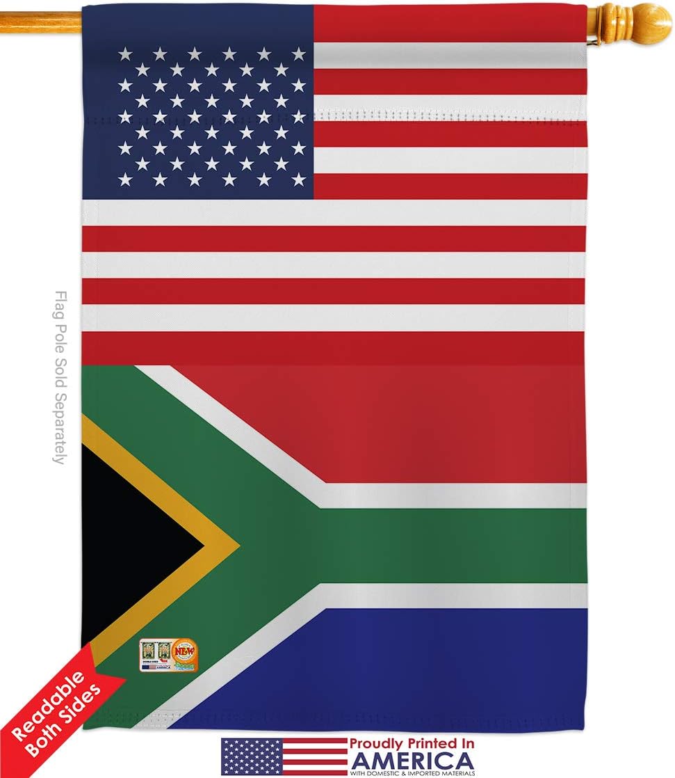 South Africa US Friendship House Flag Regional USA American Alliance World Country Particular Area Small Decorative Gift Yard Banner Double-Sided Made In 28 X 40