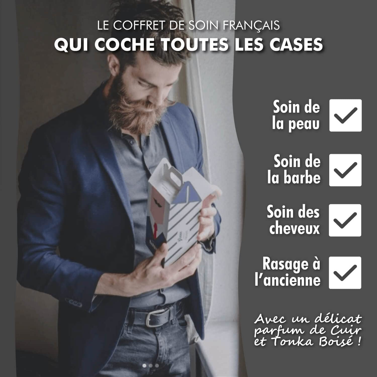Monsieur BARBIER - Cofanetto per la cura degli uomini | BLACK EDITION TONKA | Francese, Naturale e Vegano | Viso, Rasatura, Barba & Capelli per un kit di manutenzione premium completo | Il regalo di