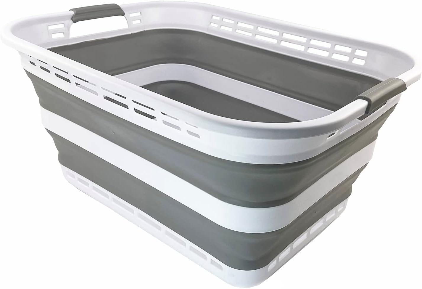 Collpasible Laundry Basket (42L Collapsible Laundry Basket with Holes (White/Grey))
