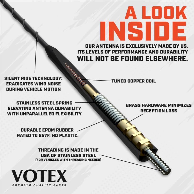 Replacement Antenna fits Jeep Wrangler JK - JL - Gladiator (2007-2024) 23 Inch Rubber Antenna - USA Threading - Internal Copper Coil