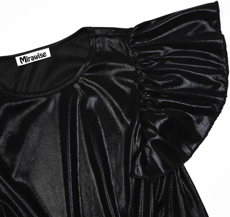 Mirawise Girls Shirts Metallic Tops Clothes Tshirt Ruffle Short Sleeve Tee Size 6-14 - Image 4