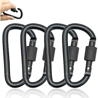 Carabiner Aluminium Carabiner Hooks Pack of 4 with Screw Lock D-shaped for Hammocks Camping Hiking Fishing or Travel