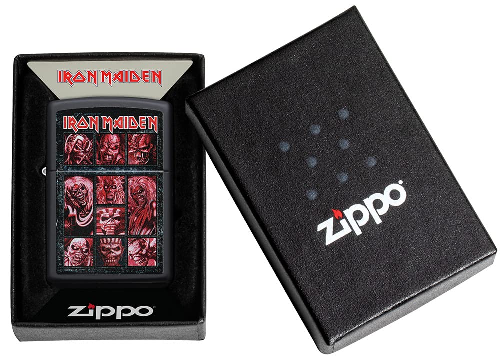 Zippo Briquet Tempête - Modèle Iron Maiden - Color Image avec Finition Noire Mate - Rechargeable - Réutilisable - Design Coupe-Vent - Coffret Cadeau Fabriqué aux États-Unis