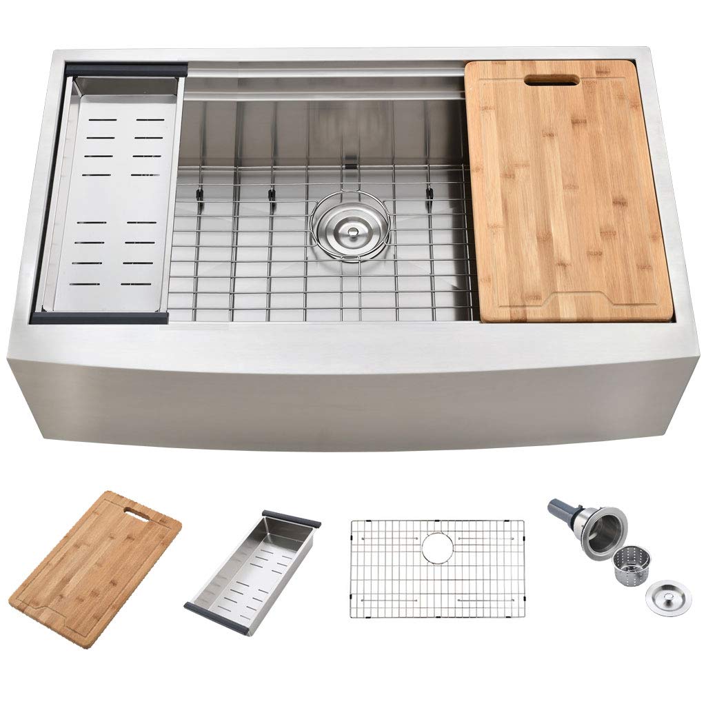 KINGO HOME 33Inch Farmhouse Sink, Stainless Steel Workstation Farm