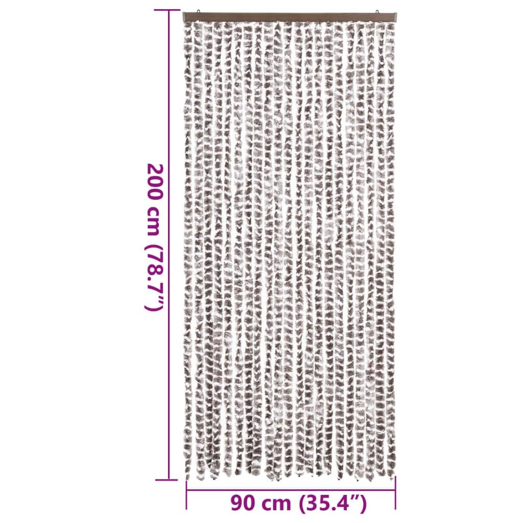 Hothingwell Zasłona przeciw muchom Chenille 90 x 200 cm Szarobrązowa