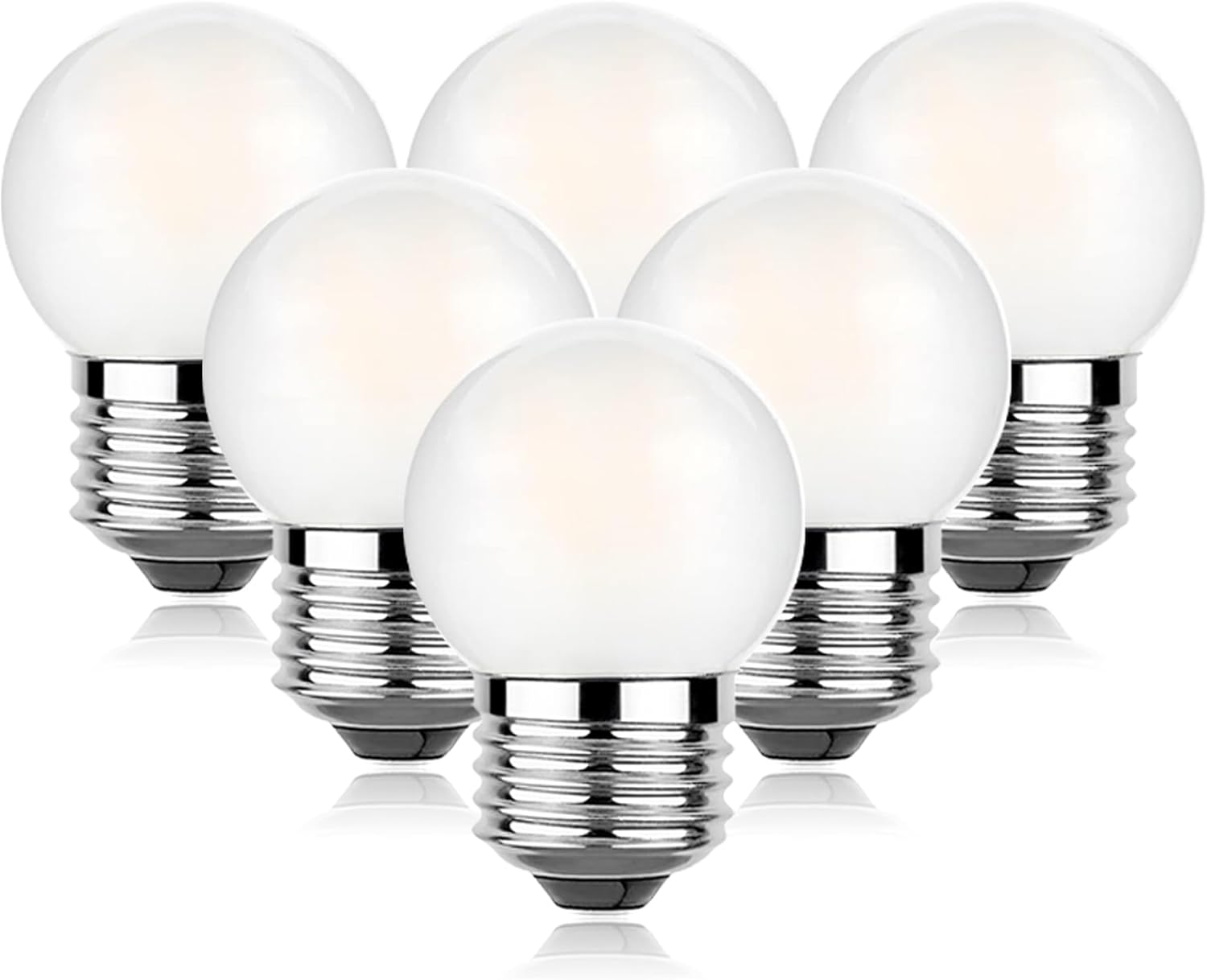 G40 1.5w Led Night Light Bulbs 15 Watt Equivalent, E26 Base Low Watt Led Bulb G14 Small Low Power Light Bulbs,Frosted,150 Lumen Soft Glow, 2700k Warm White, CRI 95+, Energy Efficient,Pack of 6
