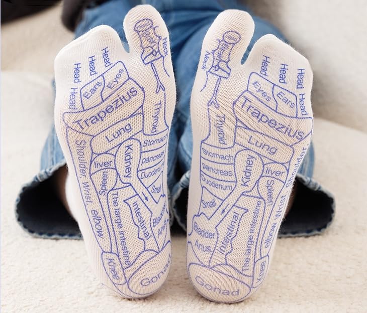 Reflexology Socks with Tools, Acupressure Reflexology Socks Massage Set, Foot Reflexology Socks Pressure Point Socks for Foot Massage (2 pair, women)