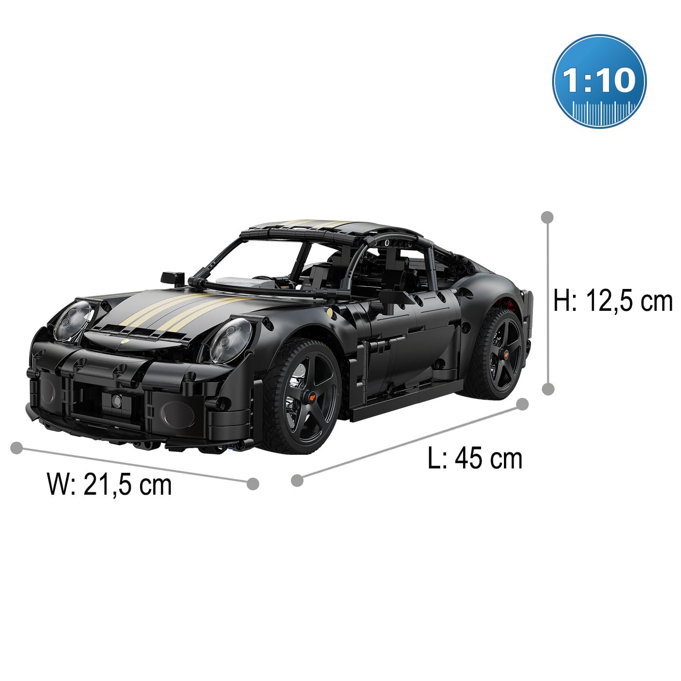 JAMARA 402874 CADA RUF GT 1:10 Bricks, zabawkowy samochód, model samochodu, wyścigowy samochód sportowy dla dzieci od 8 lat, pomysł na prezent dla dzieci, wierny design, ręczne otwieranie i zamykanie