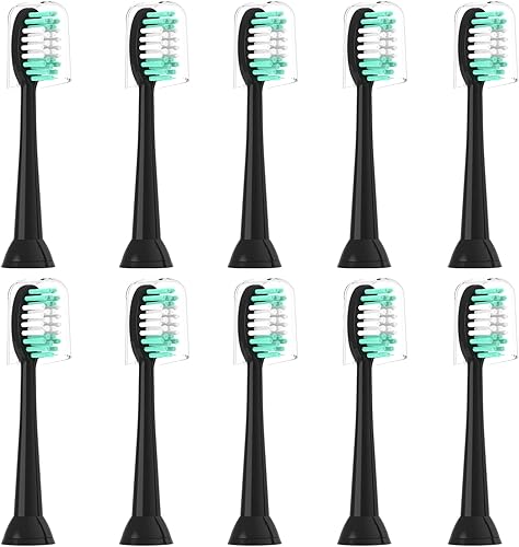 Cabezales de repuesto compatibles con AquaSonic Black Series 10 Pack para cepillo de dientes eléctrico Negro