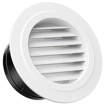 HG POWER 6 Inch Round Air Vent ABS Louver Grille Cover White Soffit Vent with Built-in Fly Screen Mesh for Bathroom Office Kitchen Ventilation