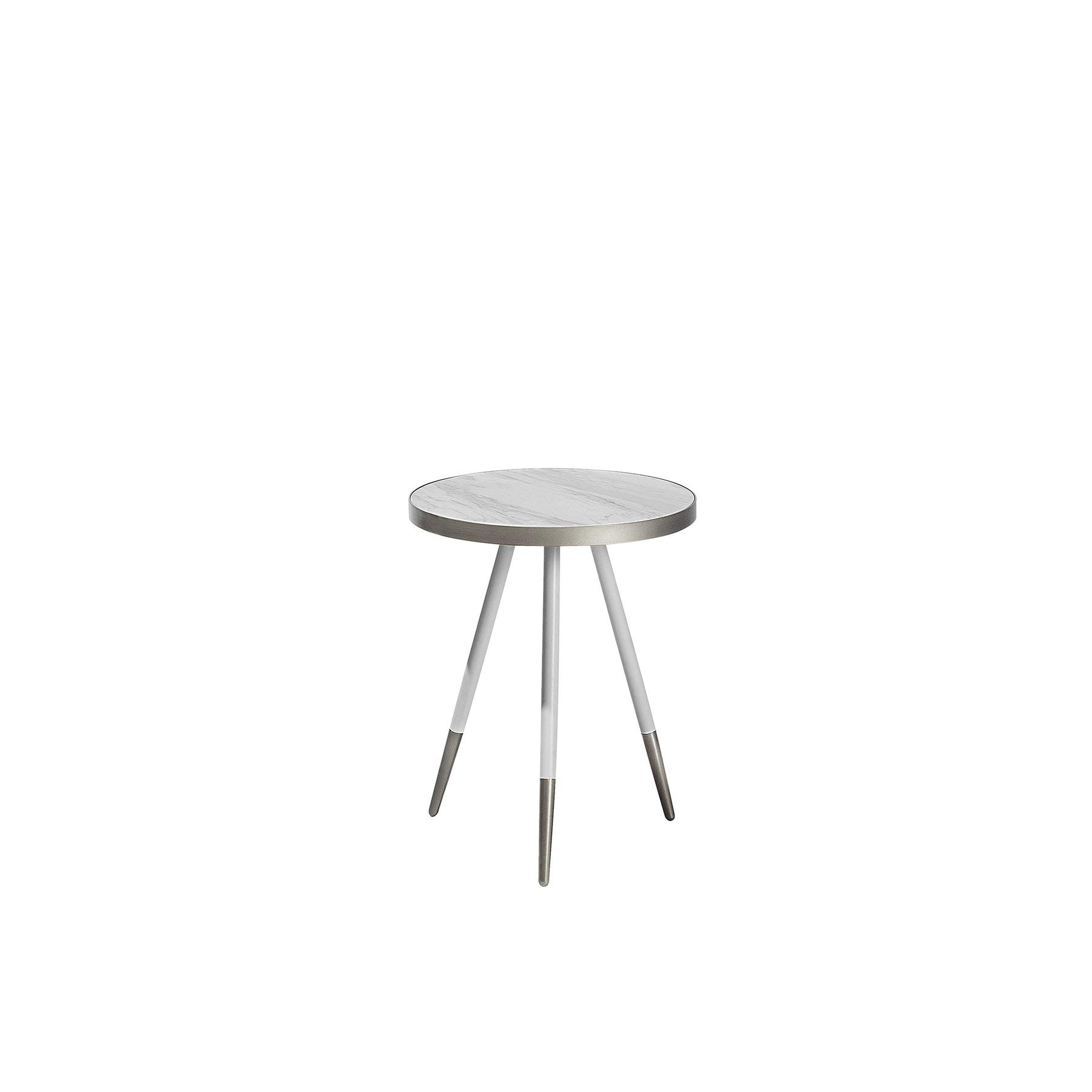 Beliani Modern Round Tripod Side Coffee Table Living Room Marble Effect Silver Base Ramona