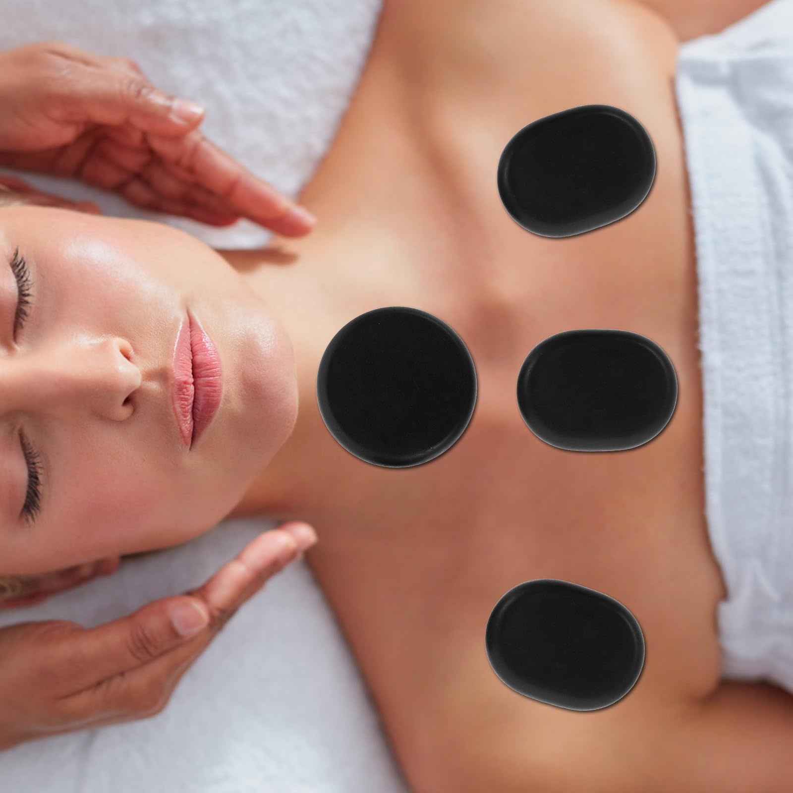 6 Stück Runde Massagesteine aus Bian Stein für Heim Spa