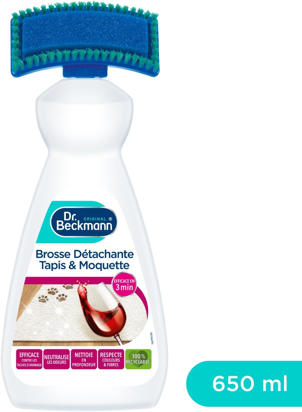 Dr. Beckmann Brosse Détachante Tapis & Moquette | Élimine les taches & odeurs tenaces avec brosse applicatrice (650 ml) - Image détaillée