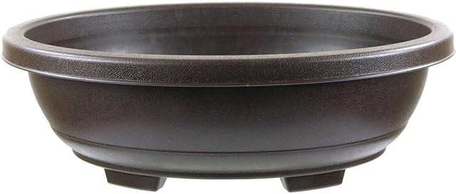 Bonsai pot 36.6x29.2x11.8cm dark brown oval plastic