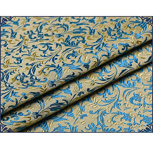 IQQI Weizenblumenmuster Brokat, Blau Serie Tuch Cheongsam Chinesischen Stil Altes Kostüm Tang Anzug Kleidung DIY Stoff Quilt (Meterware),D Cover