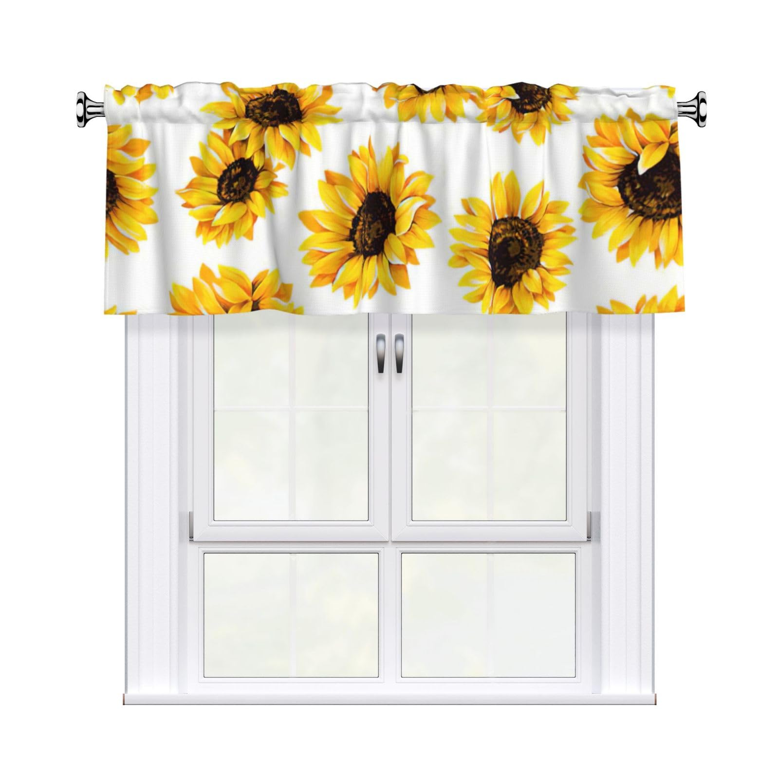 aacxzff sunflower Print Curtain Valance 54"x18" (WxL) for Kitchens Bathrooms Bedrooms Balconies Living Rooms