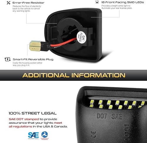 Miniatura 5 de VIPMOTOZ Luz de matrícula LED completa para Cadillac Escalade Chevy Silverado 1500 2500 3500 Suburban Tahoe GMC Sierra 1500 2500 3500 Yukon XL