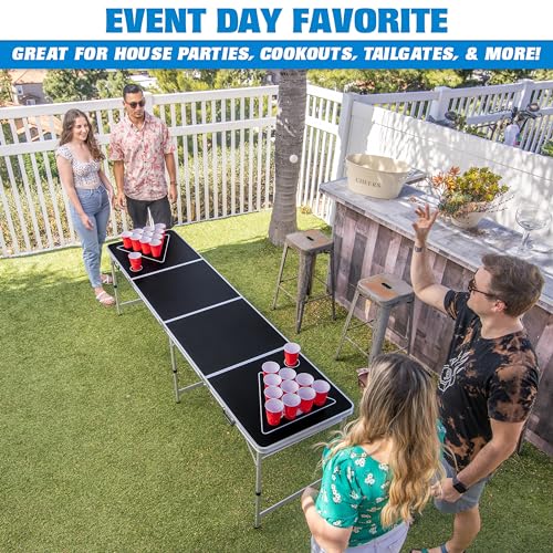 GoPong 8 Foot Portable Beer Pong / Tailgate Tables (Black, Football, American Flag, or Custom Dry Erase) by GoPong - Image 3