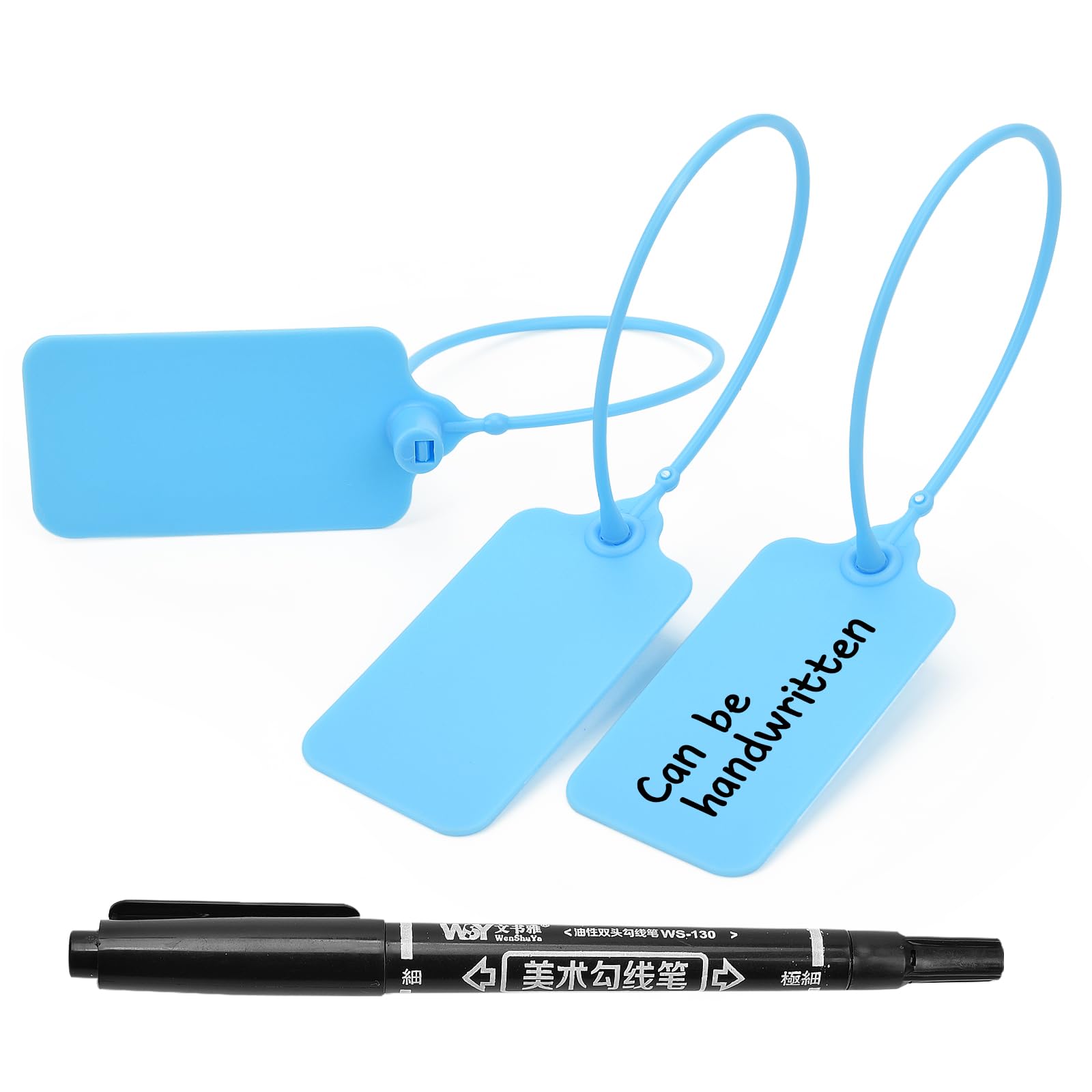 100pcs Luggage Tags Plastic Seals Shipping Label Logistics Sign Tie Bag Tag, Sealing Storage Multi Purpose Name ID Tag with Marker for Suitcases,