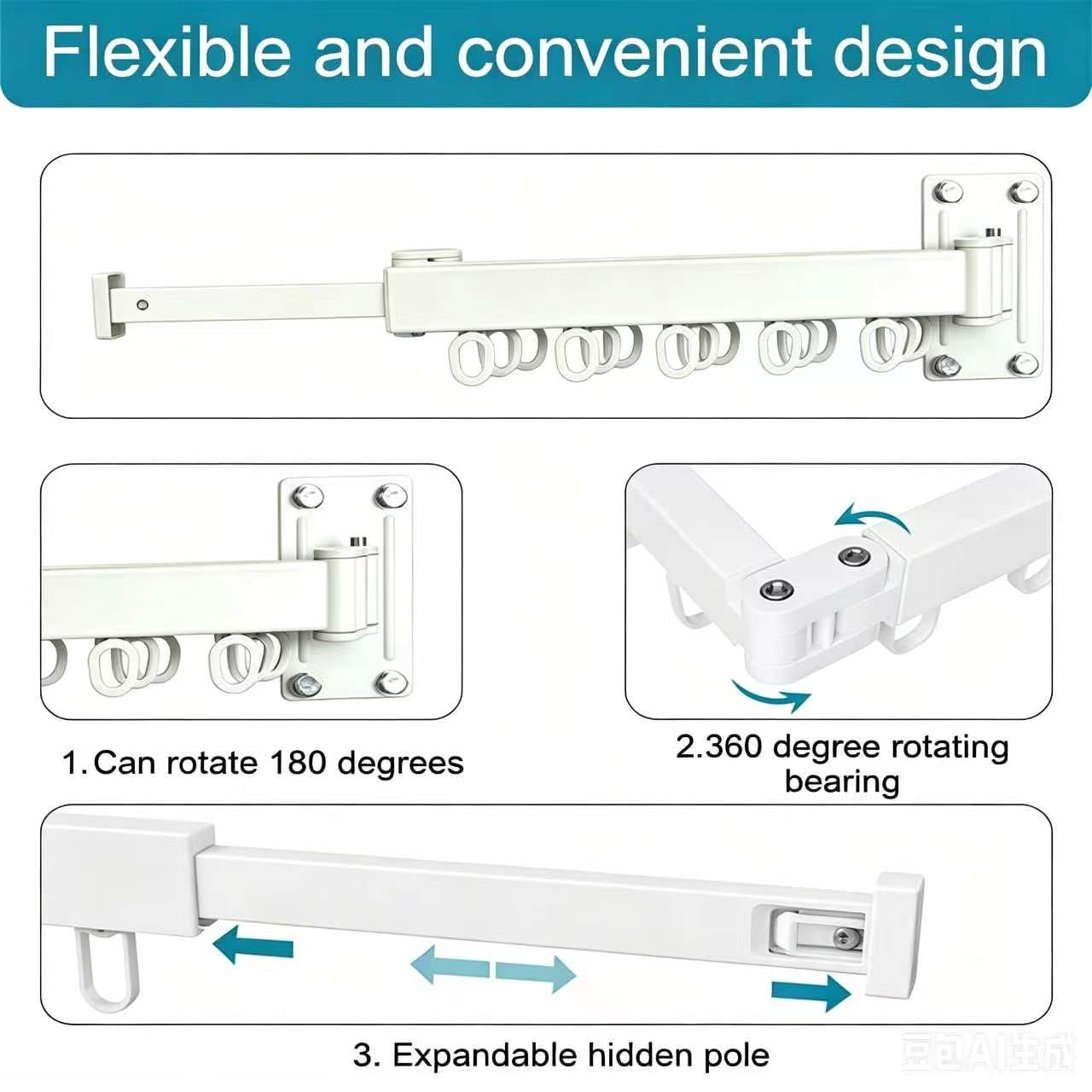 Ausziehbarer, Faltbarer Wandwäscheständer (128 cm), platzsparende Wandmontage, ideal für Balkone, Badezimmer und Waschküchen Weiß (Weiß)