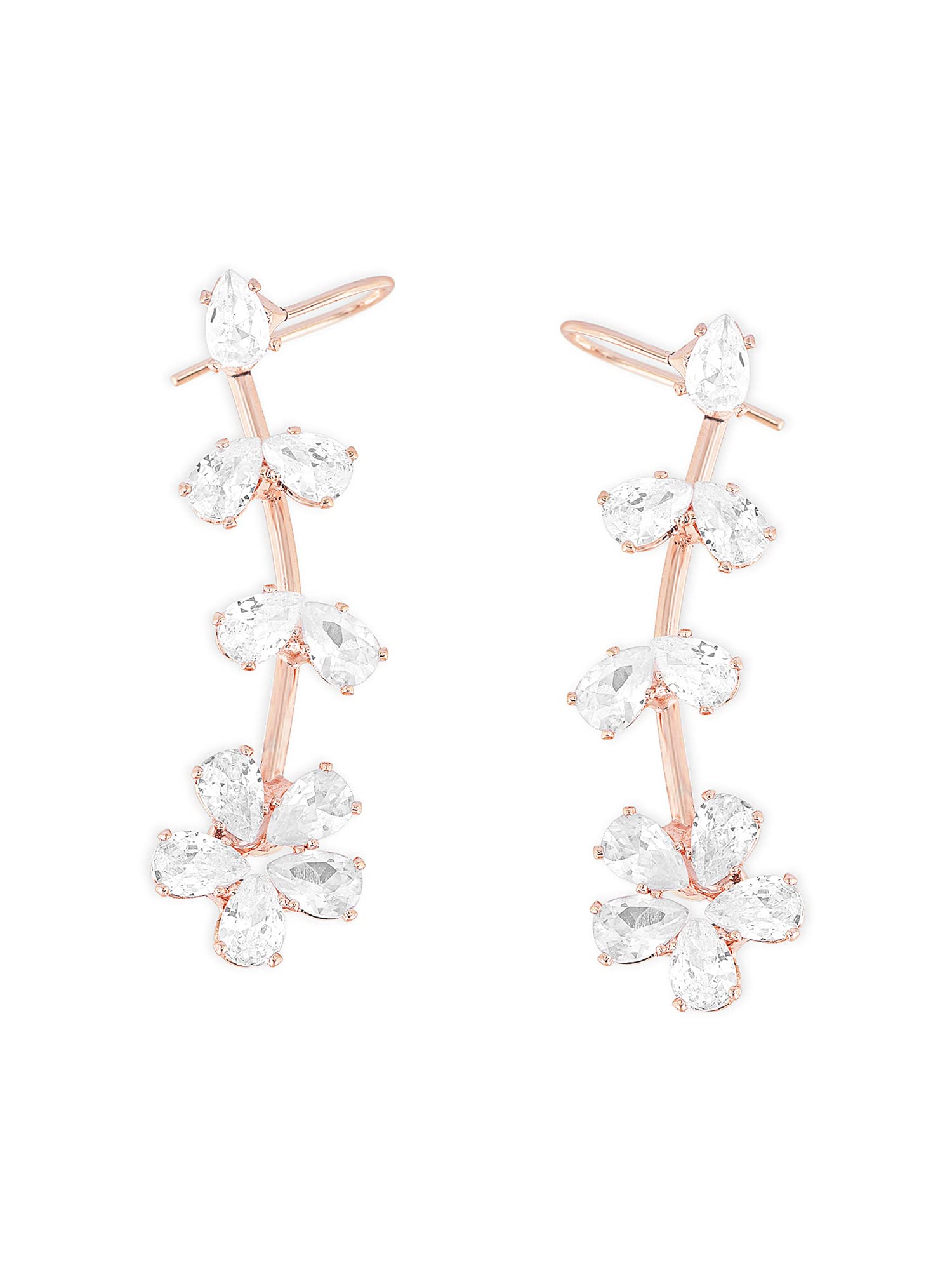 Zaveri Pearls Rose Gold Dazzling Diamonds Contemporary Ear Cuff Earring For Women-ZPFK15619 (B0BVZRD1MD) Amazon Price History, Amazon Price Tracker