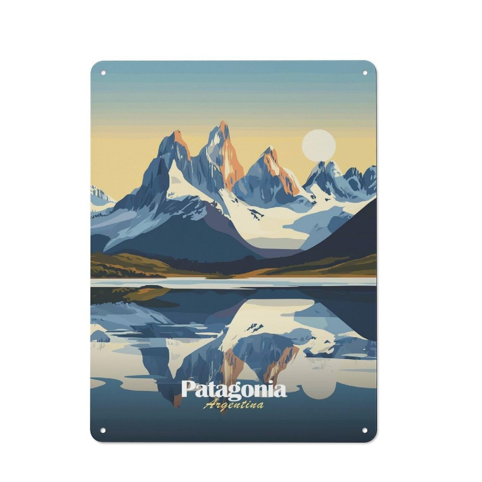 Junmoney Style-7 Workshop Style Patagonia Mountain Landscape Tin Sign 40X30cm, Workshop Wall Decor For Tool Room, Garage, Studio Or Home Bar