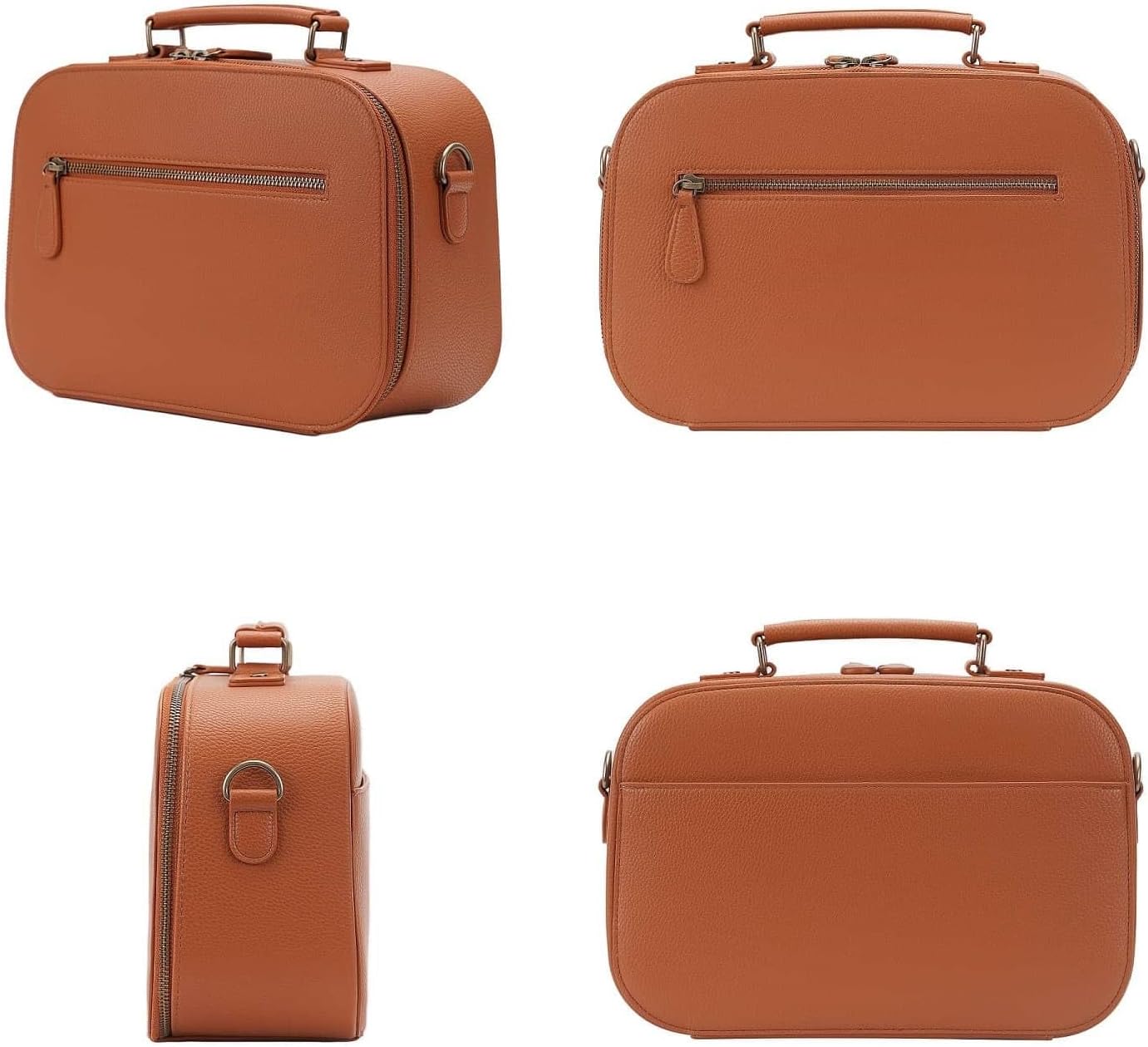 Camera Sling Bag, Waterproof PU Leather Crossbody Camere Bag for Photographers, Small Shockproof Case with Removable Dividers for DSLR/SLR/Mirrorless, 5L Brown