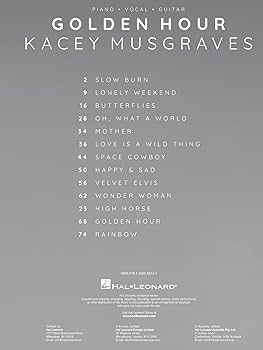 Amazon.com: Golden Hour By Kacey Musgraves Music Book