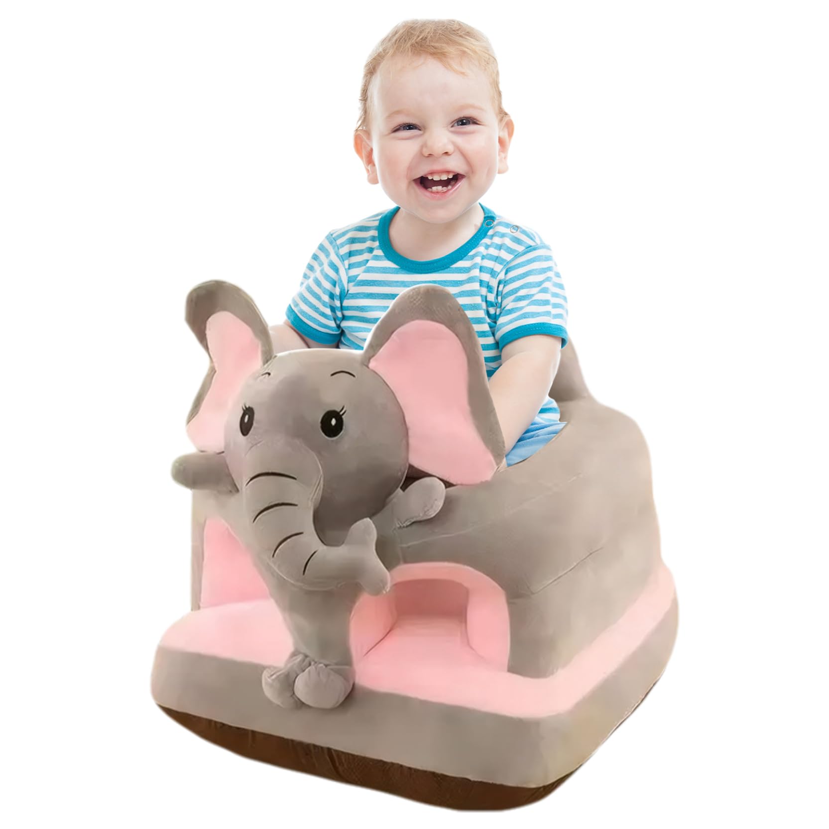 Seggiolone Sit Me Up Simpatico elefante grigio Seggiolone Sit Me Up da pavimento per bambino Seggiolino in peluche di supporto per bambini rimovibile e lavabile per la casa o il viaggio per l'uso quo