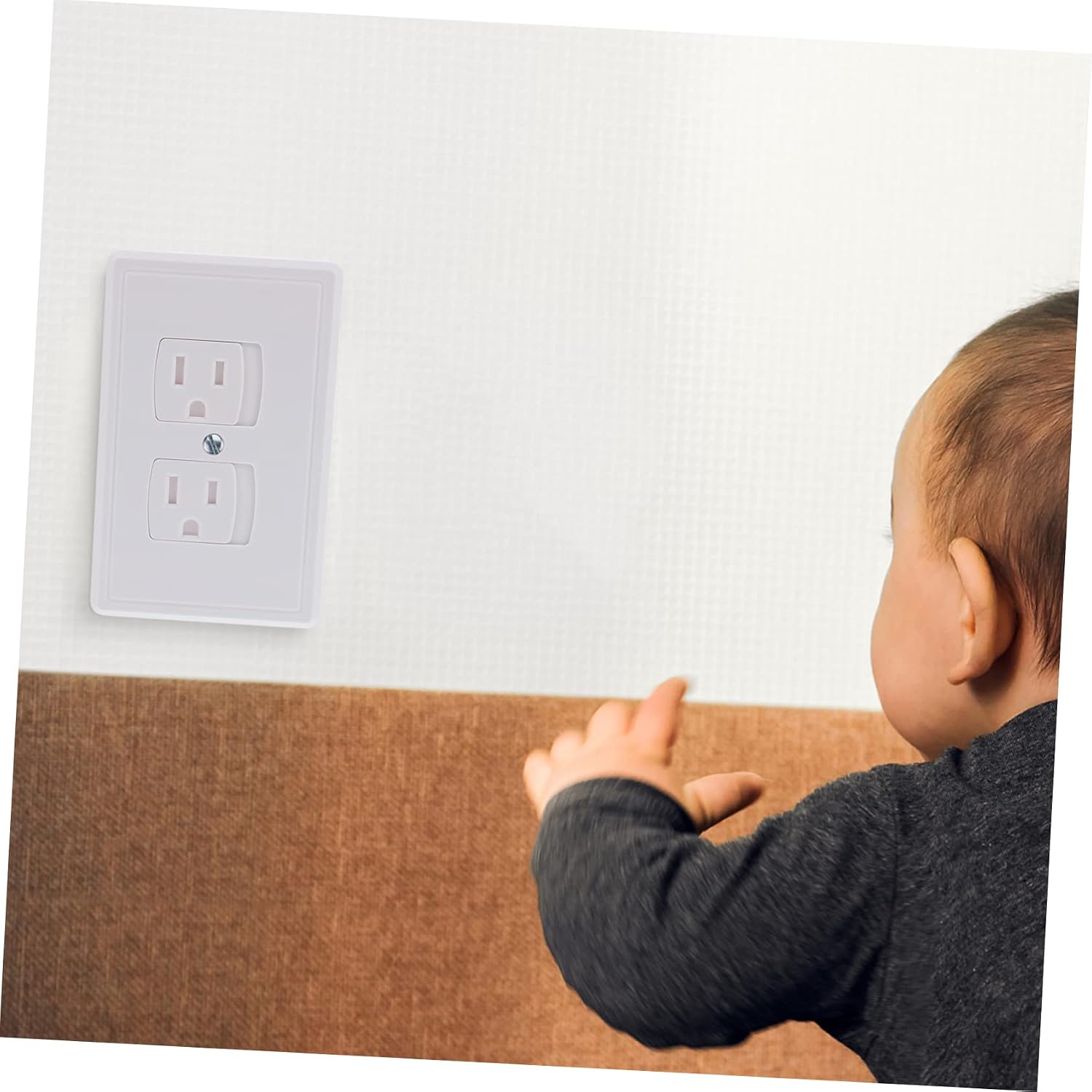 Housoutil 4pcs Child Protective Plug Covers Sliding Outlet Covers for Baby Proofing Electric Protection Boys and Girls White Abs Socket Covers
