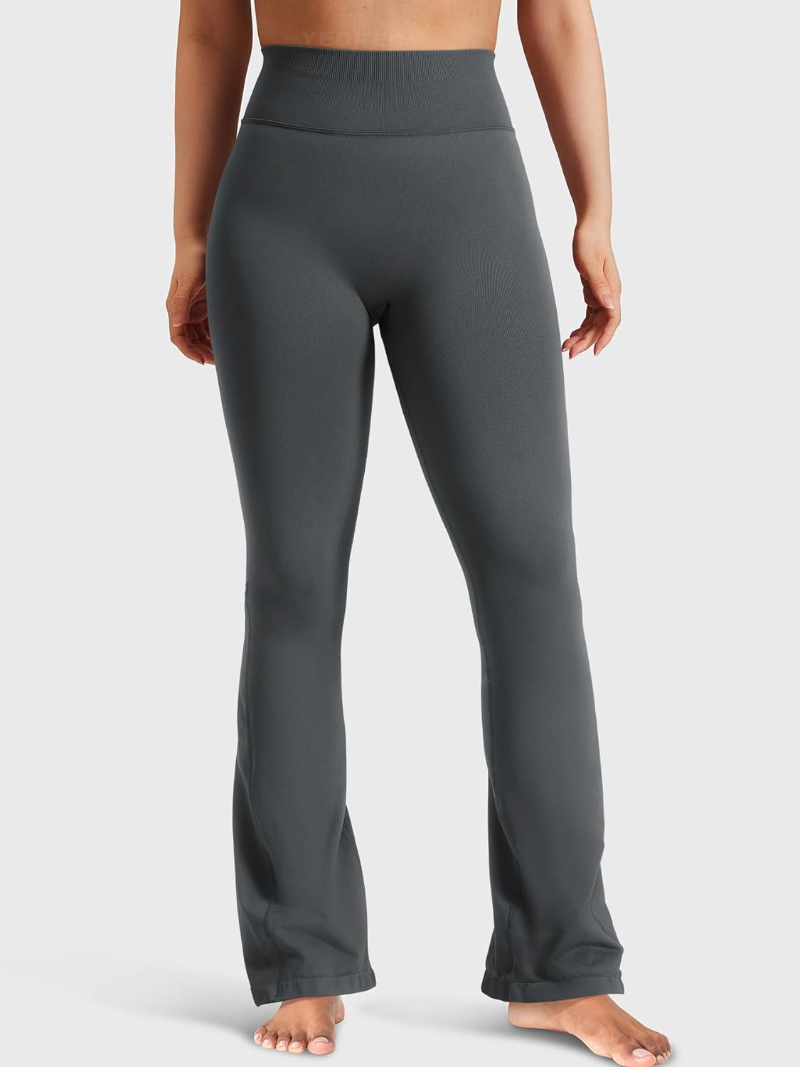 YEOREO Workout Mini Flare Leggings for Women Hidden Scrunch High Waisted Seamless Gym Leggings Brinklie 30" Yoga Pants - Image 3