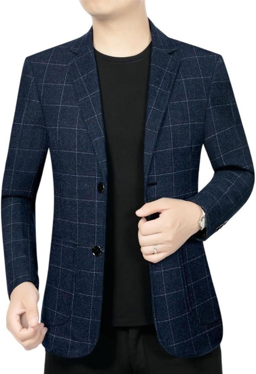 Men’s Spring Plaid Middle-Aged Business Casual Blazer