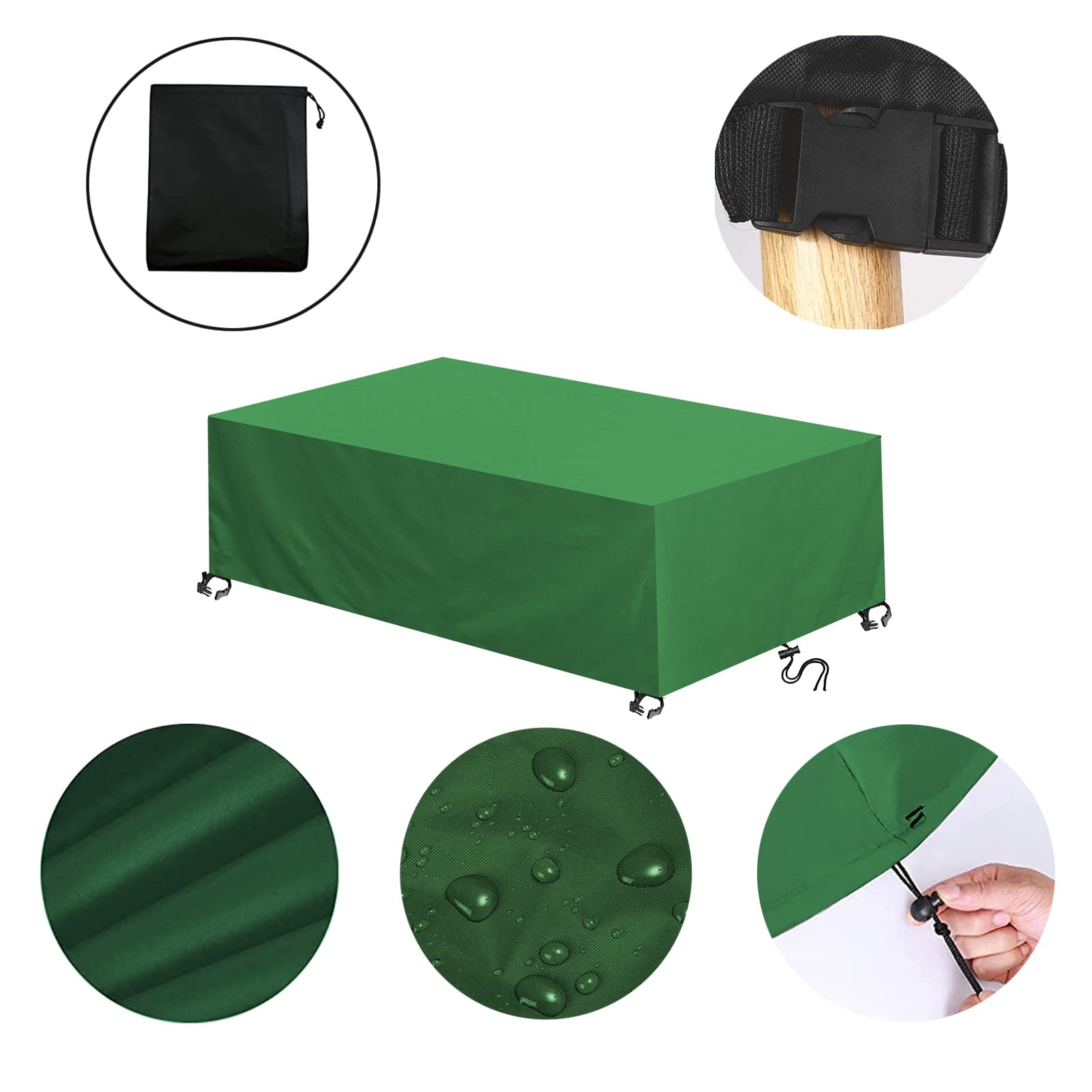 Fundas impermeables para muebles de jardín, 120 x 120 x 75 cm, tela Oxford 420D verde para exteriores, rectangular, cuadrada, protección de sofá y silla, fundas duraderas para patio