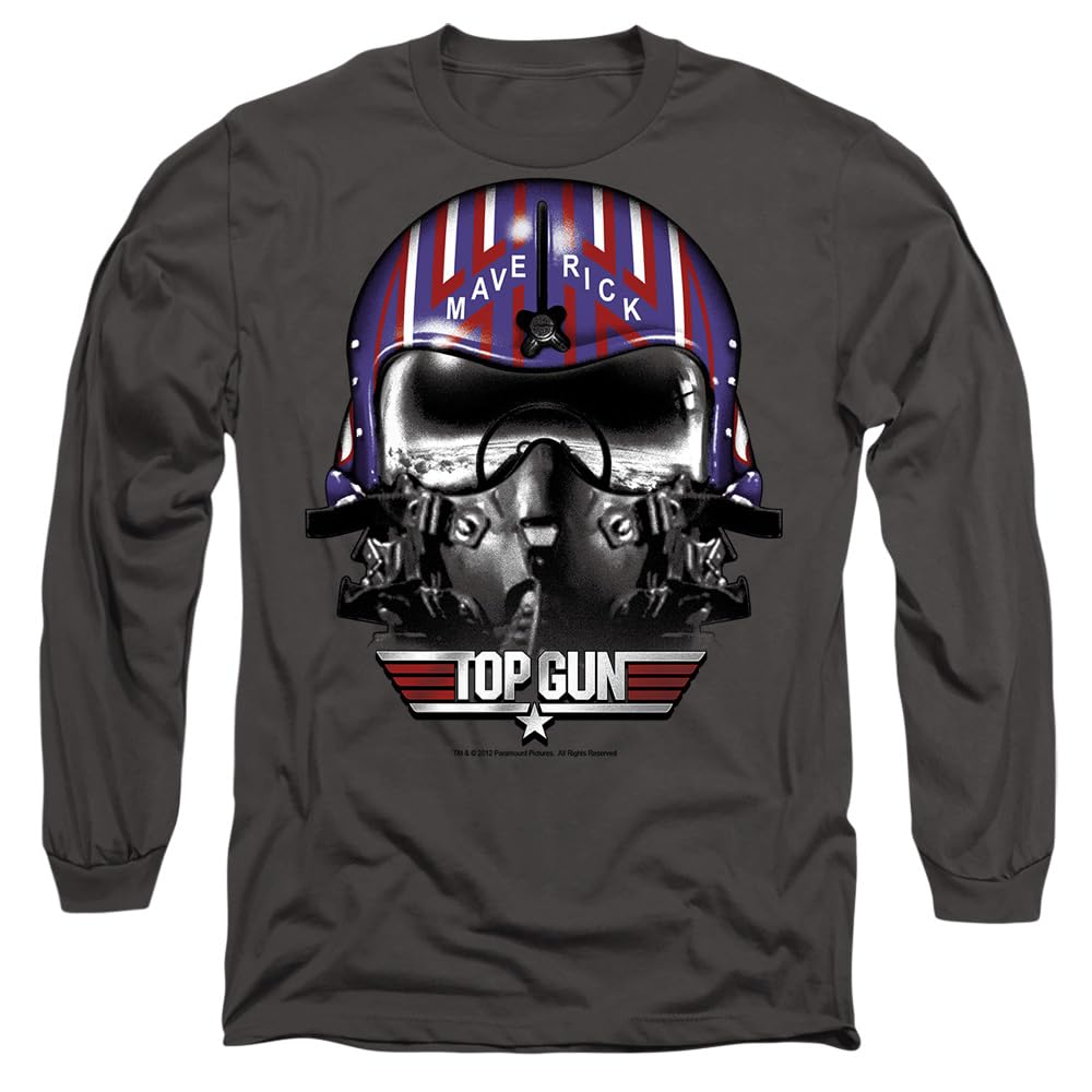 Top Gun Men's Maverick Helmet Long Sleeve T Shirt - Charcoal - S