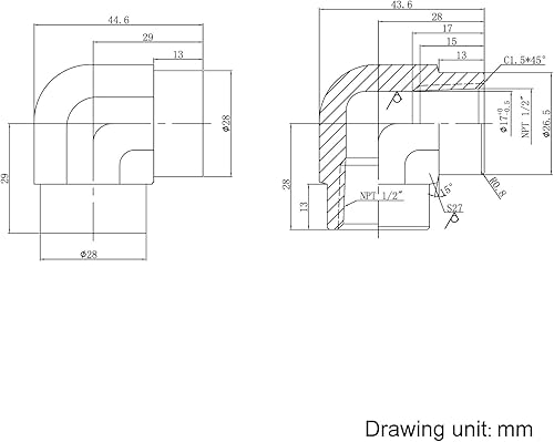 Miniatura 5 de HFS (R) Montaje de tubería de acero inoxidable 304, codo de 90 grados, 12 "NPT hembra x 12" NPT hembra