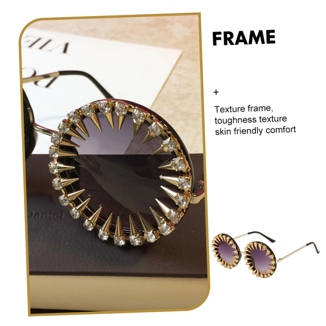 Healvian Occhiali da sole a rivetta retrò moda occhiali da sole per feste occhiali da sole oversize a forma di occhiali da sole donna occhiali da sole estetici Lega di zinco Nero