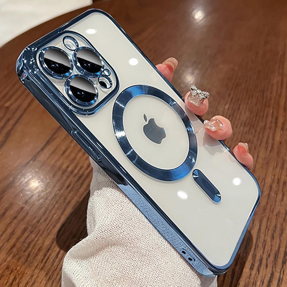 ZinLyuen Magnetic Case for iPhone 16 Pro Case Clear Compatible with MagSafe Built-in Camera Lens Protector Soft Slim Shockproof Phone Case Cover for