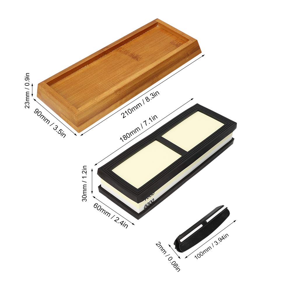 Hidyliu Pietra per Affilare i Coltelli a Doppia Faccia Grana 1000/6000 per Affilare la di Casa Corindone Bianco Naturale 7,1x2,4x1,2 Pollici