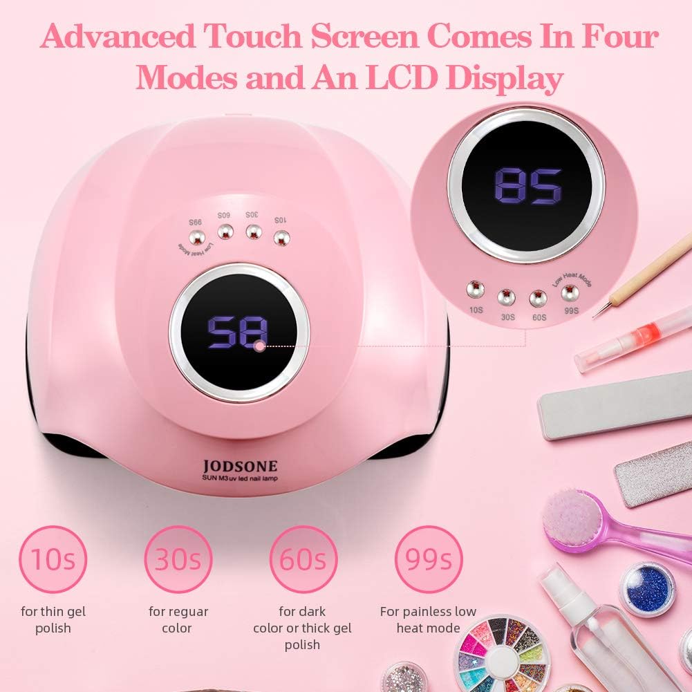 JODSONE Gel U V LED Nail Lamp 120W U V Light for Gel Nails with 45 PCS LED Beads, Nail Light with Automatic Sensor, Suitable for Home and Salon