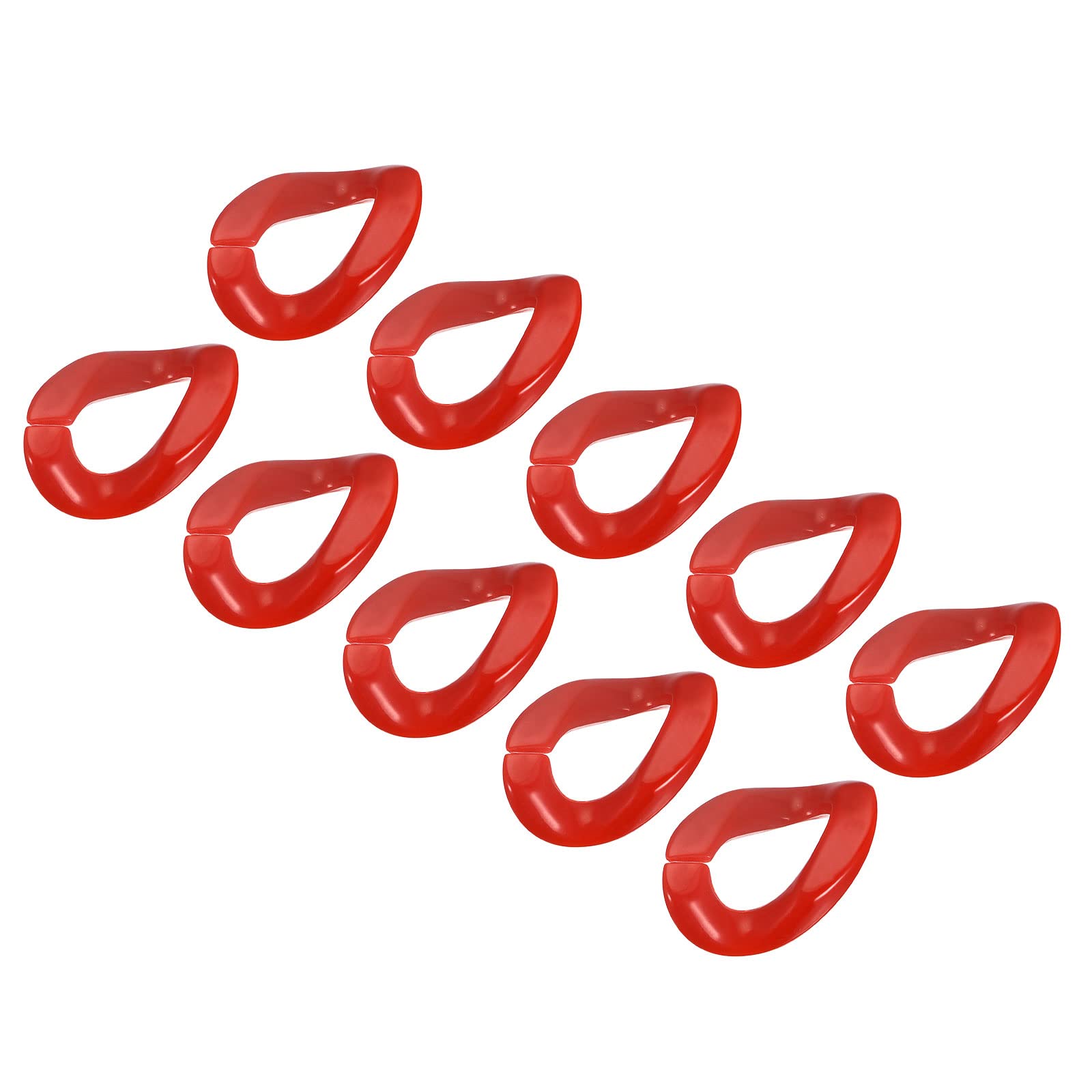 sourcing map Acrylic Link Rings, 23mm Quick Linking C-Clips Hooks for Purse Bag Chain, DIY Craft Making, Red 16Pcs