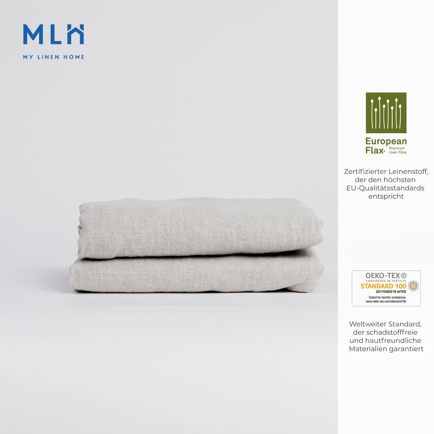 My Linen Home Bettlaken aus 100% Stonewashed Leinen Natur, 200x260cm I Hypoallergen, Temperaturregulierend, Atmungsaktiv I Sanft, weich selbst zur empfindlichsten Haut I Für alle Jahreszeiten geeignet