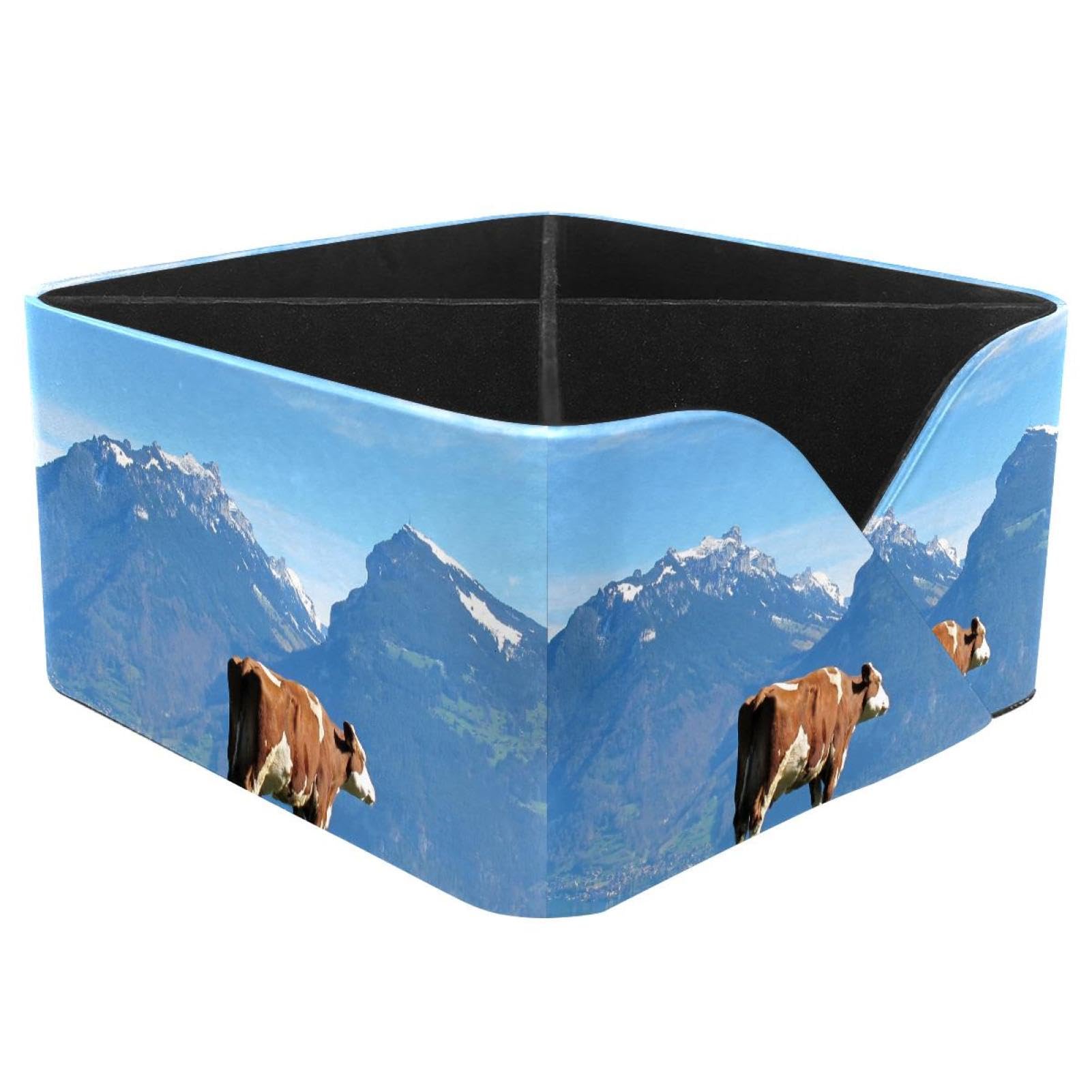 KengjuTesu Cattle Desktop Organizer Pen Holder, Rectangular Pencil Cup for Office, Study and Makeup Stations