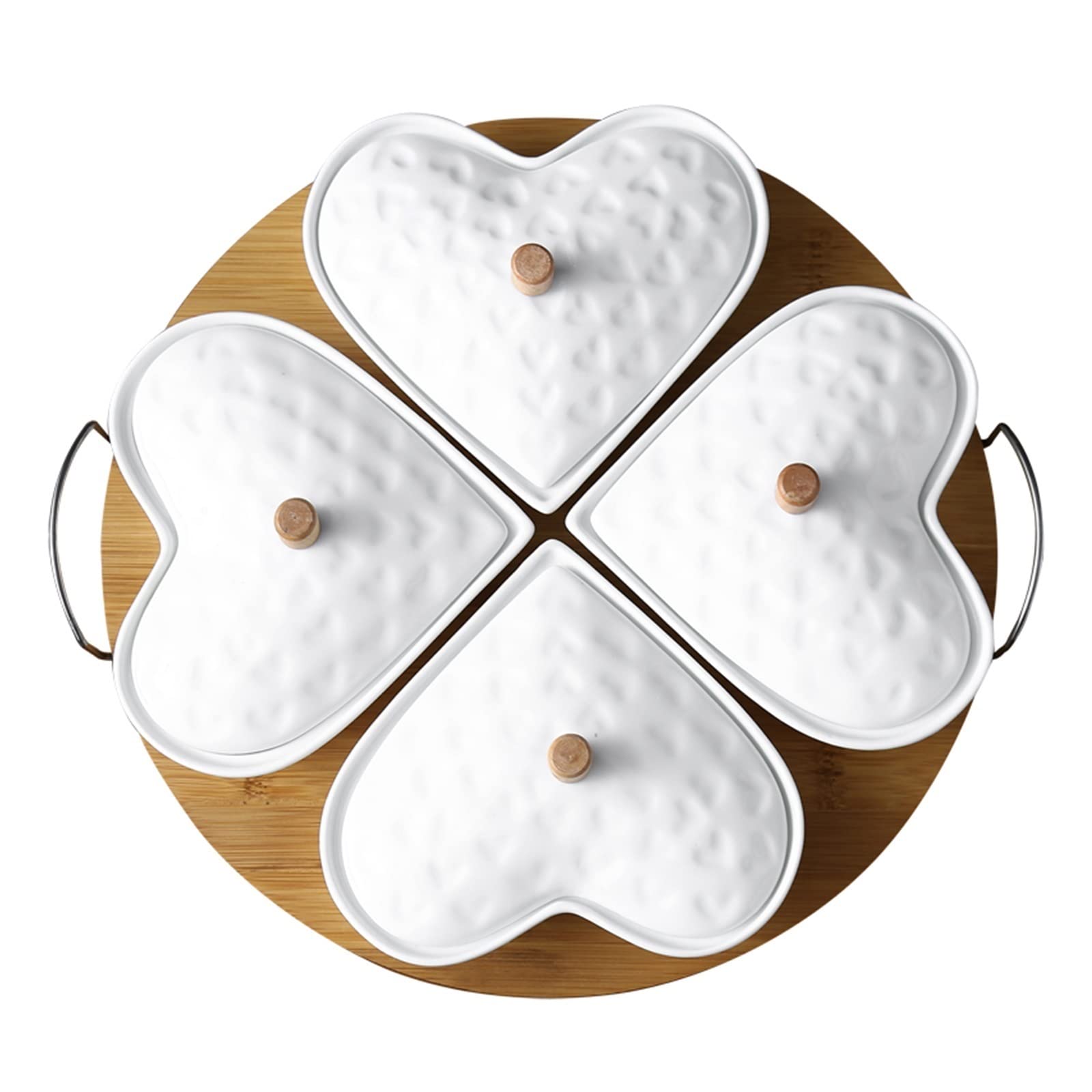 Ciotoline da Snack Set di ciotole da portata Ciotole for salse con vassoio da portata Piatto di frutta diviso in ceramica Tè pomeridiano Dim Sum Piatto di frutta secca con coperchio Piatti Snack Ceram